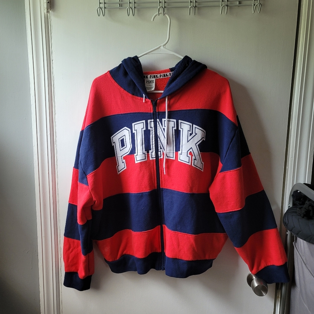 Striped PINK zip up hoodie